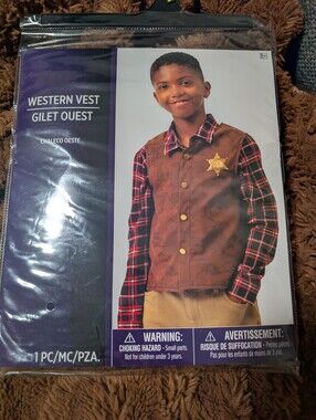 Kids Western Vest Costume Sheriff Cowboy Gilet Ouest Child Small